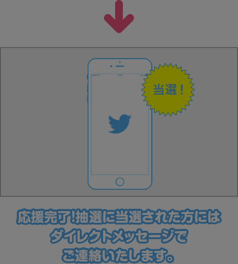 応援完了！抽選に当選された方にはダイレクトメッセージでご連絡致します。