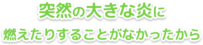 突然の大きな炎に燃えたりすることがなかったから