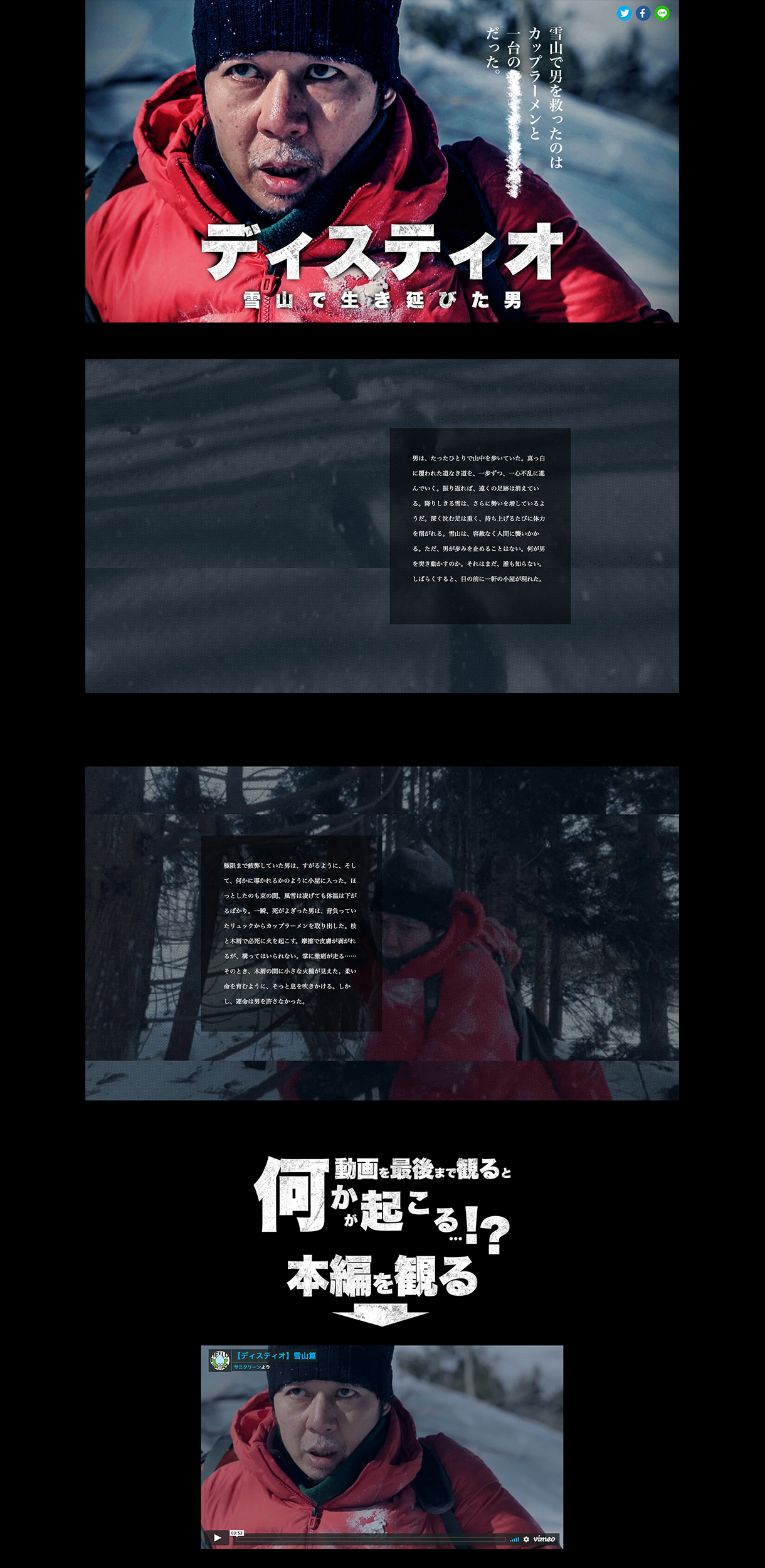 ディスティオ―雪山で生き延びた男