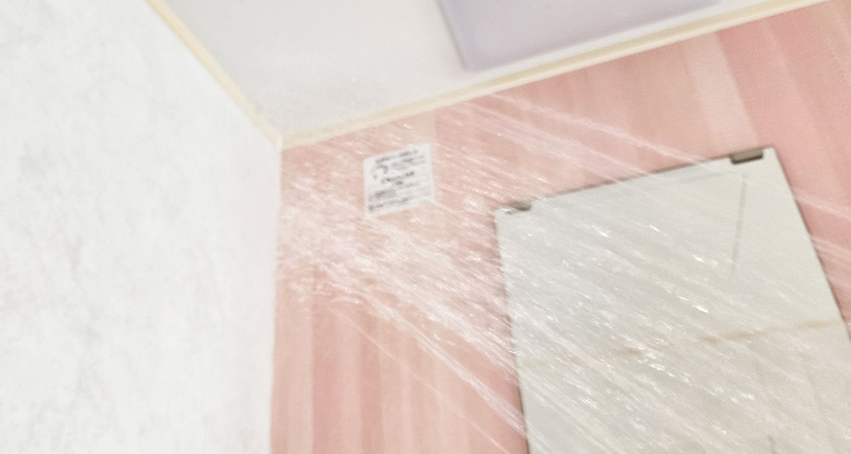 天井にシャワーをかけている写真