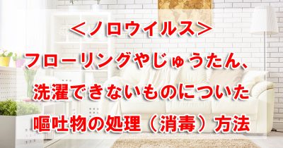 <ノロウイルス>フローリングやじゅうたん、洗濯できないものについた嘔吐物の処理(消毒)方法